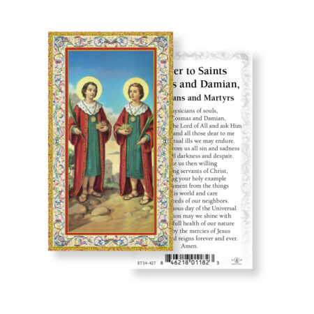 Saints Cosmos and Damian Gold-Stamped-Holy Card - 100 Pack