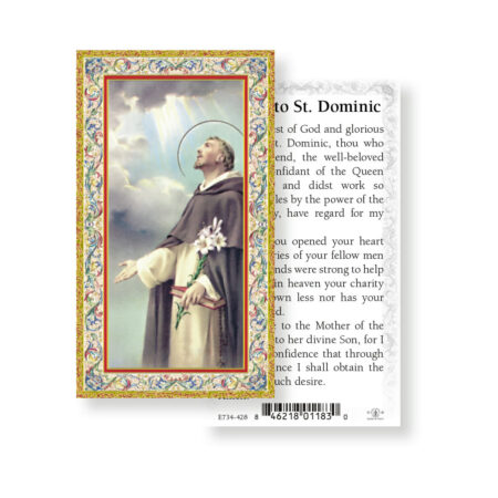 Saint Dominic Gold-Stamped Holy Card - 100 Pack