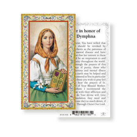 Saint Dymphna Gold-Stamped Holy Card - 100 Pack
