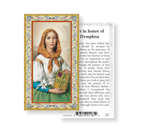 Saint Dymphna Gold-Stamped Holy Card - 100 Pack