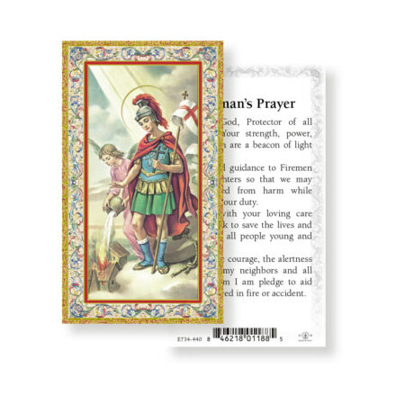 Saint Florian Fireman's Prayer Gold-Stamped Holy Card - 100 Pack