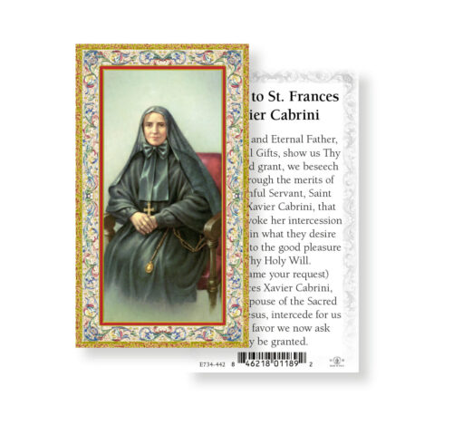 Saint Frances Cabrini Gold-Stamped Holy Card - 100 Pack