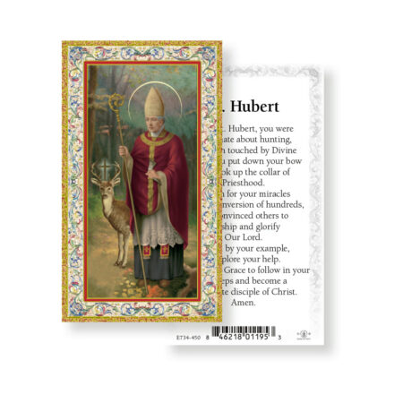 Saint Hubert Gold-Stamped Holy Card - 100 Pack