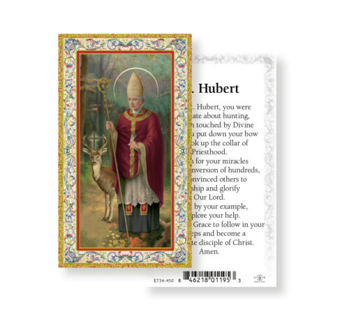 Saint Hubert Gold-Stamped Holy Card - 100 Pack