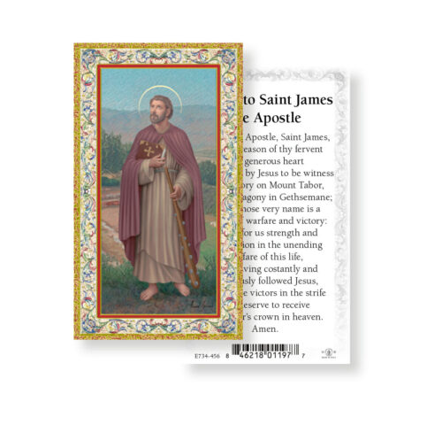 Saint James the Apostle Gold-Stamped Holy Card - 100 Pack