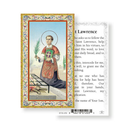 Saint Lawrence Gold-Stamped Holy Card - 100 Pack