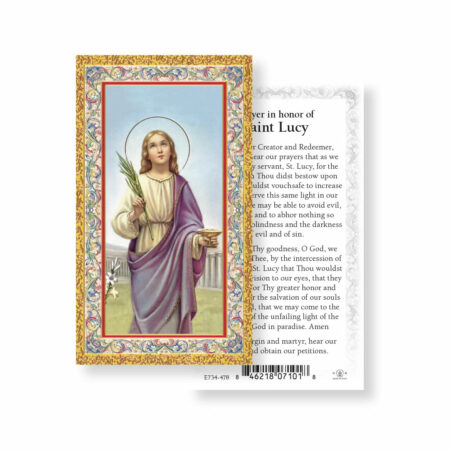Saint Lucy Gold-Stamped Holy Card - 100 Pack