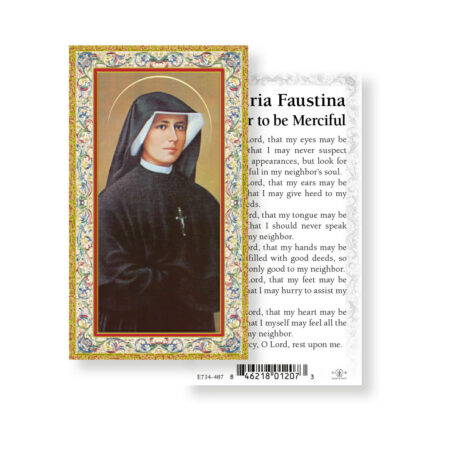 Saint Maria Faustina Gold-Stamped Holy Card - 100 Pack
