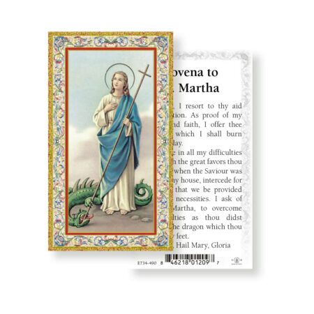 Saint Martha Gold-Stamped Holy Card - 100 Pack