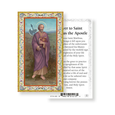 Saint Matthias the Apostle Gold-Stamped Holy Card - 100 Pack