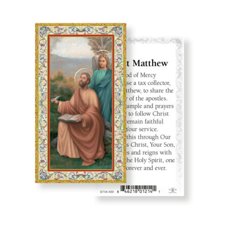 Saint Mattew Gold-Stamped Holy Card - 100 Pack