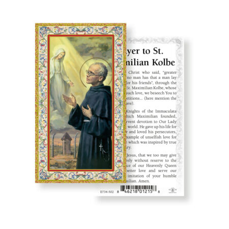Saint Maximilian Kolbe Gold-Stamped Holy Card - 100 Pack