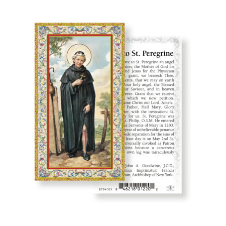 Saint Peregrine Gold-Stamped Holy Card - 100 Pack