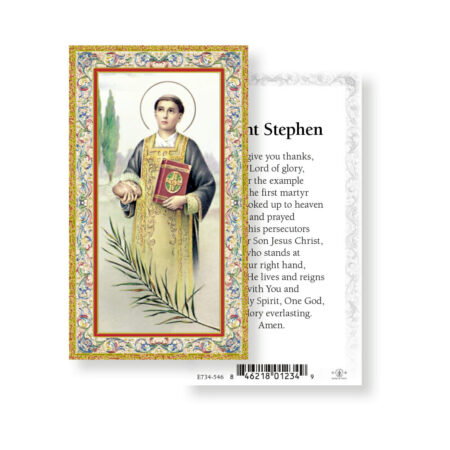 Saint Stephen Gold-Stamped Holy Card - 100 Pack