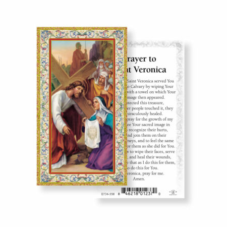 Saint Veronica Gold-Stamped Holy Card - 100 Pack