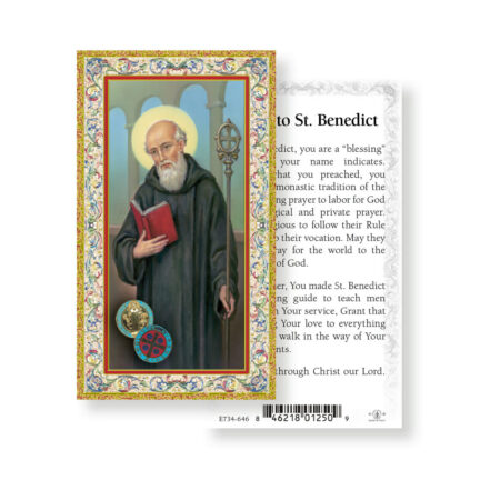 Saint Benedict Gold-Stamped Holy Card - 100 Pack