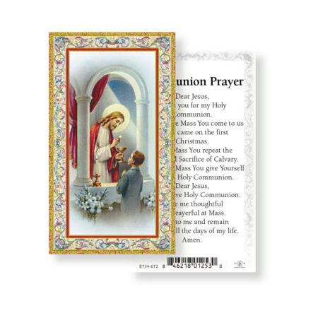 Communion Boy Gold-Stamped Holy Card - 100 Pack