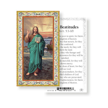 Beatitudes Gold-Stamped Holy Card - 100 Pack