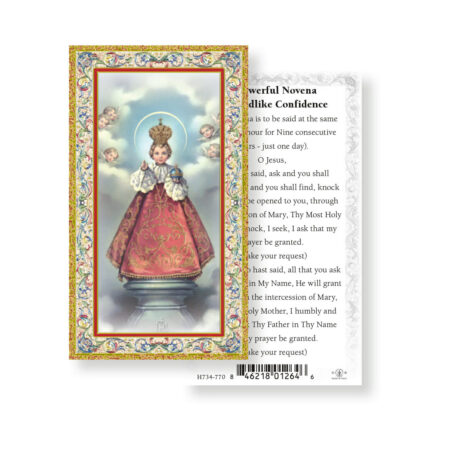 Infant of Prague - Novena Prayer Gold-Stamped Holy Card - 100 Pack