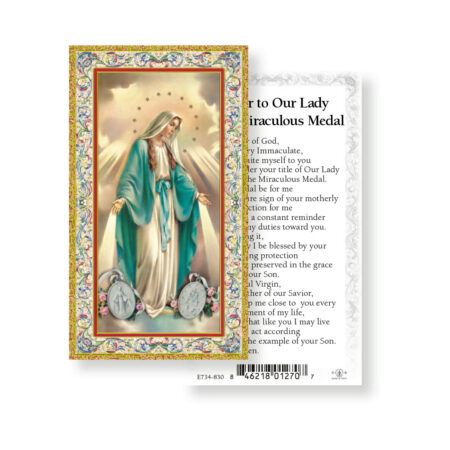 Our Lady of the Miraculous Medal Gold-Stamped Holy Card - 100 Pack