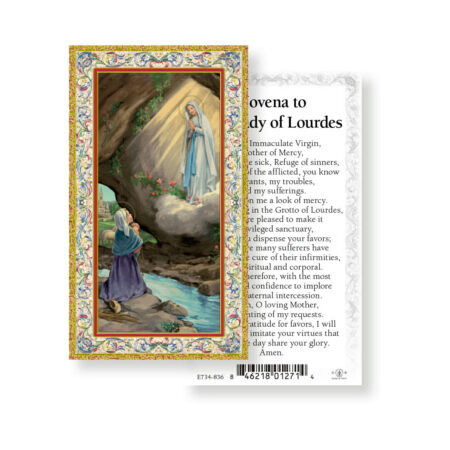 Our Lady of Lourdes Gold-Stamped Holy Card - 100 Pack