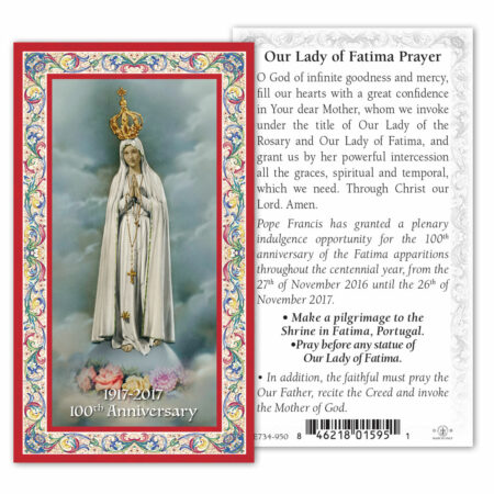 Our Lady of fatima 100th Anniversary Gold-Stamped Holy Card - 100 Pack