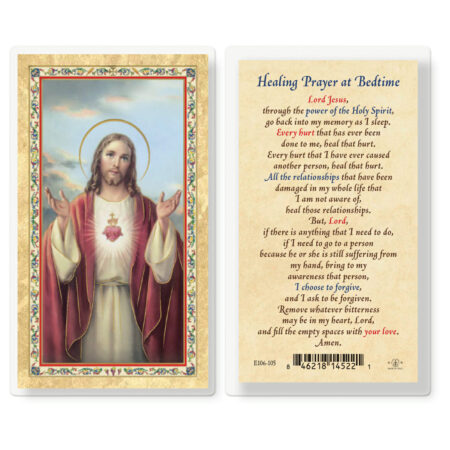 Healing Prayer at Bedtime Gold-Stamped Laminated Holy Card - 25 Pack