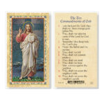 The Ten Commandments - Christs Blessing Gold-Stamped Laminated Holy Card - 25 Pack