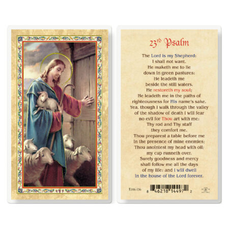 Twenty Third Psalm - Good Shepherd Gold-Stamped Laminated Holy Card - 25 Pack