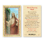 Good Morning God - Christ Knocking Gold-Stamped Laminated Holy Card - 25 Pack