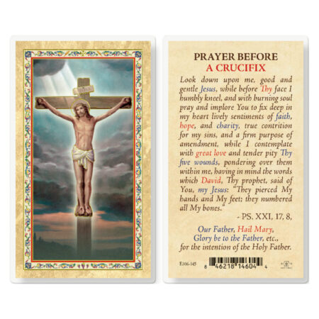 Prayer Before a Crucifix Gold-Stamped Laminated Holy Card - 25 Pack