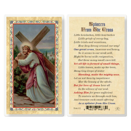 Splinters From the Cross Gold-Stamped Laminated Holy Card - 25 Pack