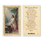 The Lord's Prayer/Sacred Heart Gold-Stamped Laminated Holy Card - 25 Pack