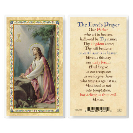 The Lord's Prayer/Sacred Heart Gold-Stamped Laminated Holy Card - 25 Pack