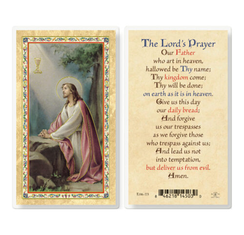 The Lord's Prayer/Sacred Heart Gold-Stamped Laminated Holy Card - 25 Pack