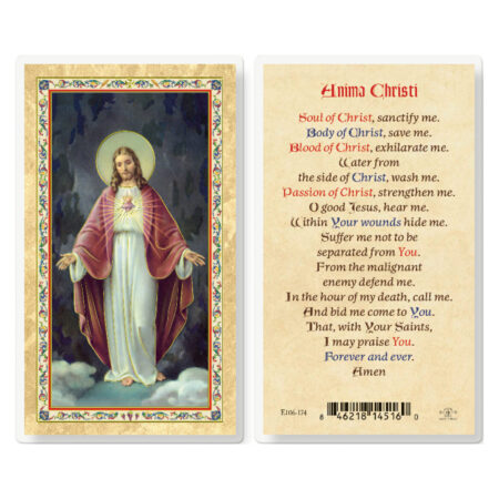 Anima Christi-Sacred Heart of Jesus Gold-Stamped Laminated Holy Card - 25 Pack