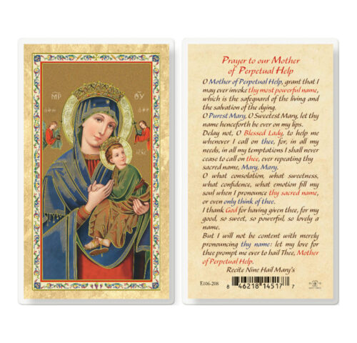 Our Lady of Perpetual Gold-Stamped Laminated Holy Card - 25 Pack