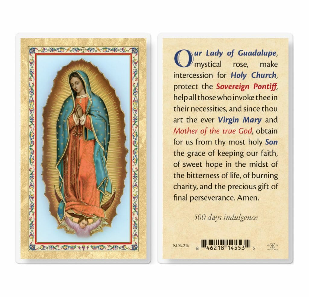 Prayer to Our Lady of Guadalupe Gold-Stamped Laminated Holy Card - 25 ...