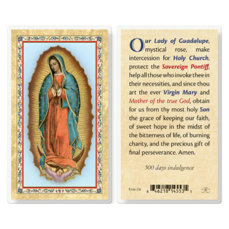 Prayer to Our Lady of Guadalupe Gold-Stamped Laminated Holy Card - 25 Pack