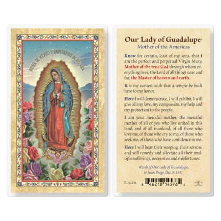 Our Lady of Guadalupe - Mother Gold-Stamped Laminated Holy Card - 25 Pack