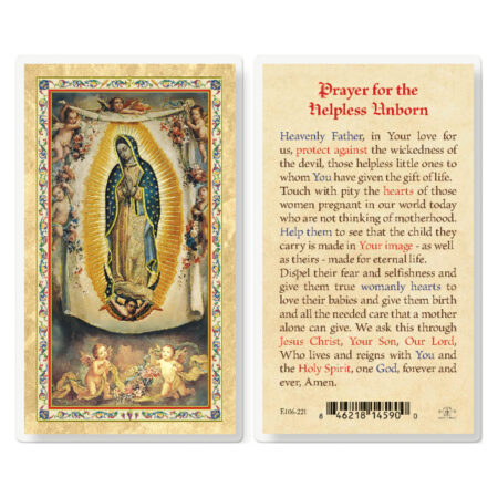 Prayer for the Helpless Unborn Gold-Stamped Laminated Holy Card - 25 Pack
