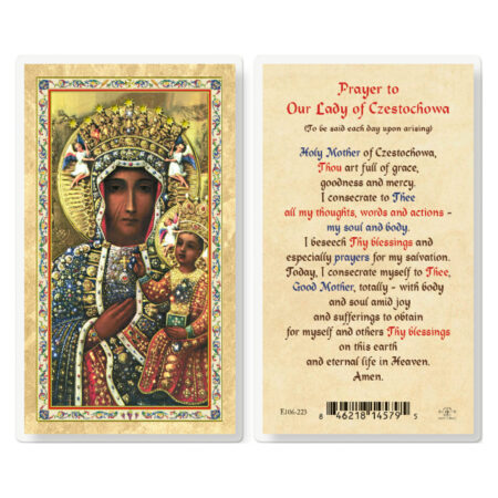Prayer to Our Lady of Czestochowa Gold-Stamped Laminated Holy Card - 25 Pack