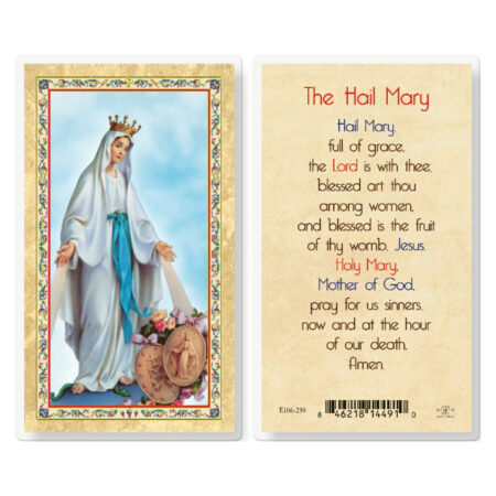 The Hail Mary - Our Lady of Grace Gold-Stamped Laminated Holy Card - 25 Pack