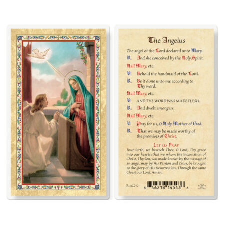 Angelus Prayer - Annunciation Gold-Stamped Laminated Holy Card - 25 Pack
