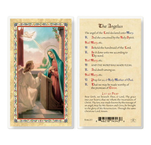 Angelus Prayer - Annunciation Gold-Stamped Laminated Holy Card - 25 Pack