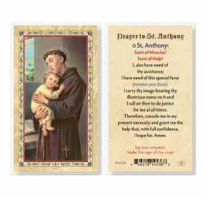 Prayer to St. Anthony Gold-Stamped Laminated Holy Card - 25 Pack - Buy