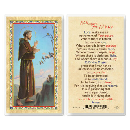 St. Francis Prayer for Peace Gold-Stamped Laminated Holy Card - 25 Pack