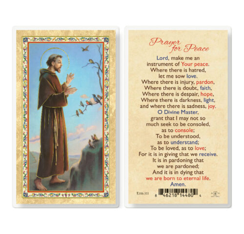 St. Francis Prayer for Peace Gold-Stamped Laminated Holy Card - 25 Pack