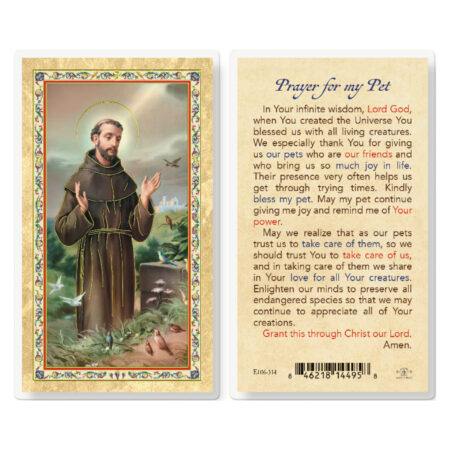 Prayer for my Pet - St. Francis Gold-Stamped Laminated Holy Card - 25 Pack