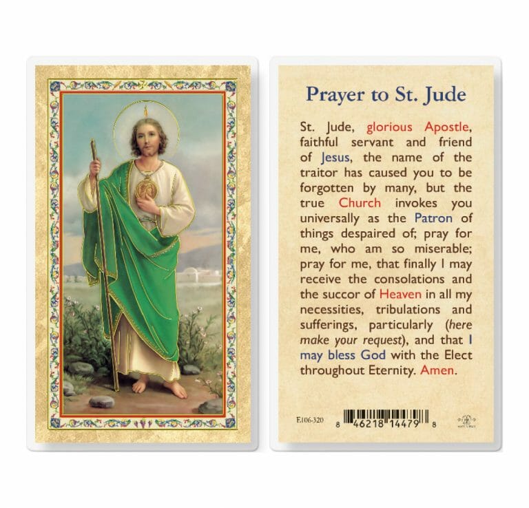 St Jude Prayer To St Jude Gold Stamped Laminated Holy Card 25 Pack Buy Religious